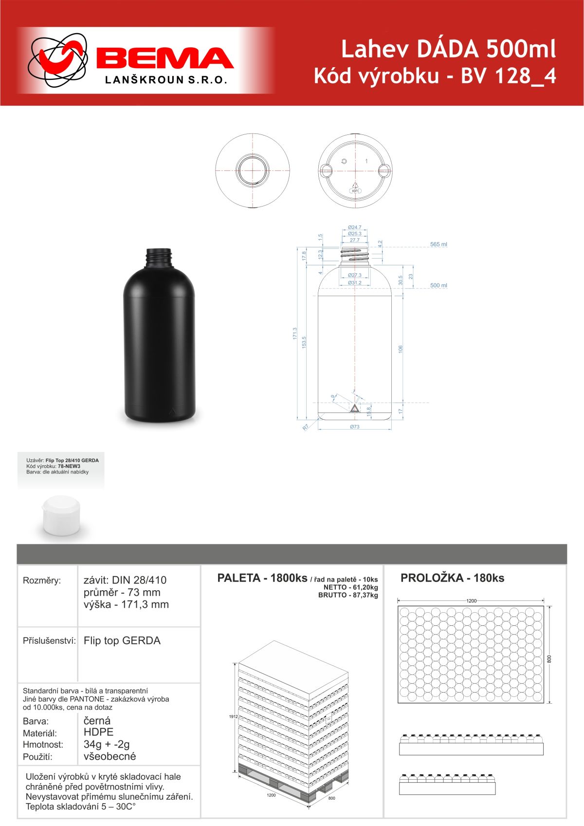 BV 128_4 DADA 500ml 34g černá 23-06-2026